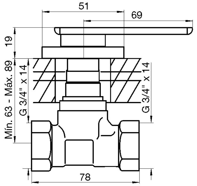 Llave de paso de 3/4" - Novum