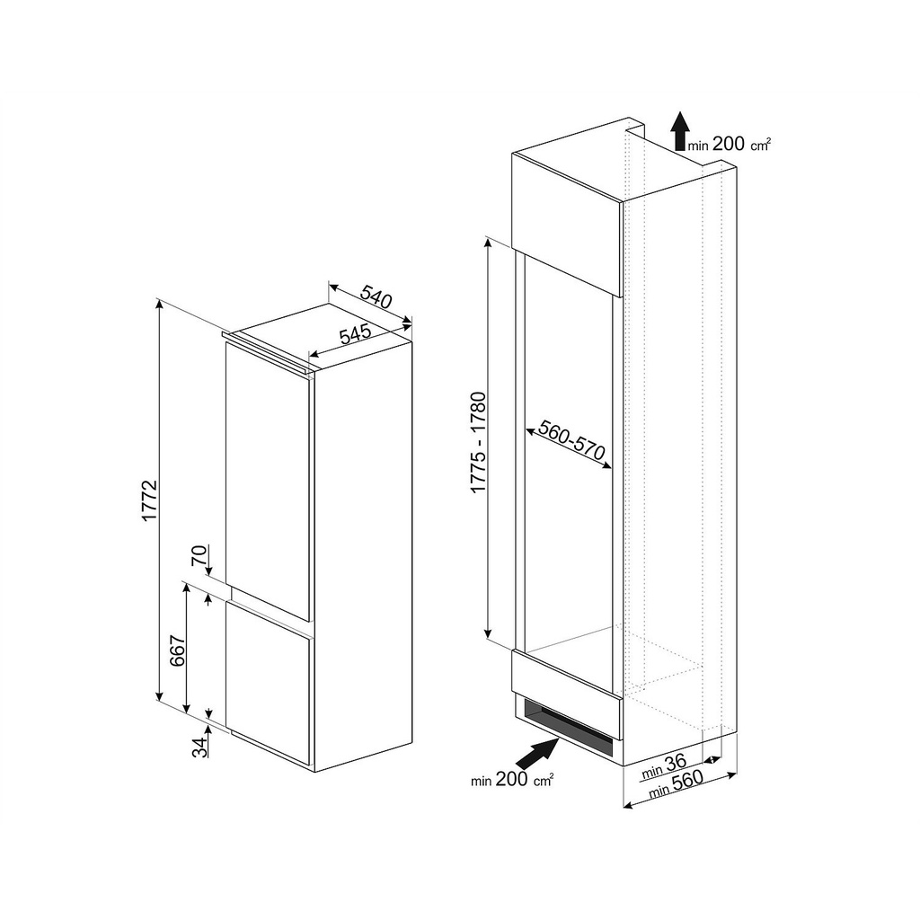 Heladera con Freezer Panelable CI170NFAR - SMEG