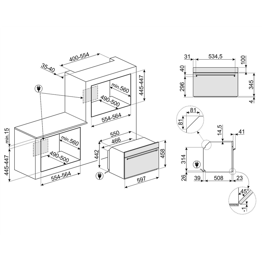 HORNO COMBINADO MICROONDAS SMEG 60CM SF4390MCX