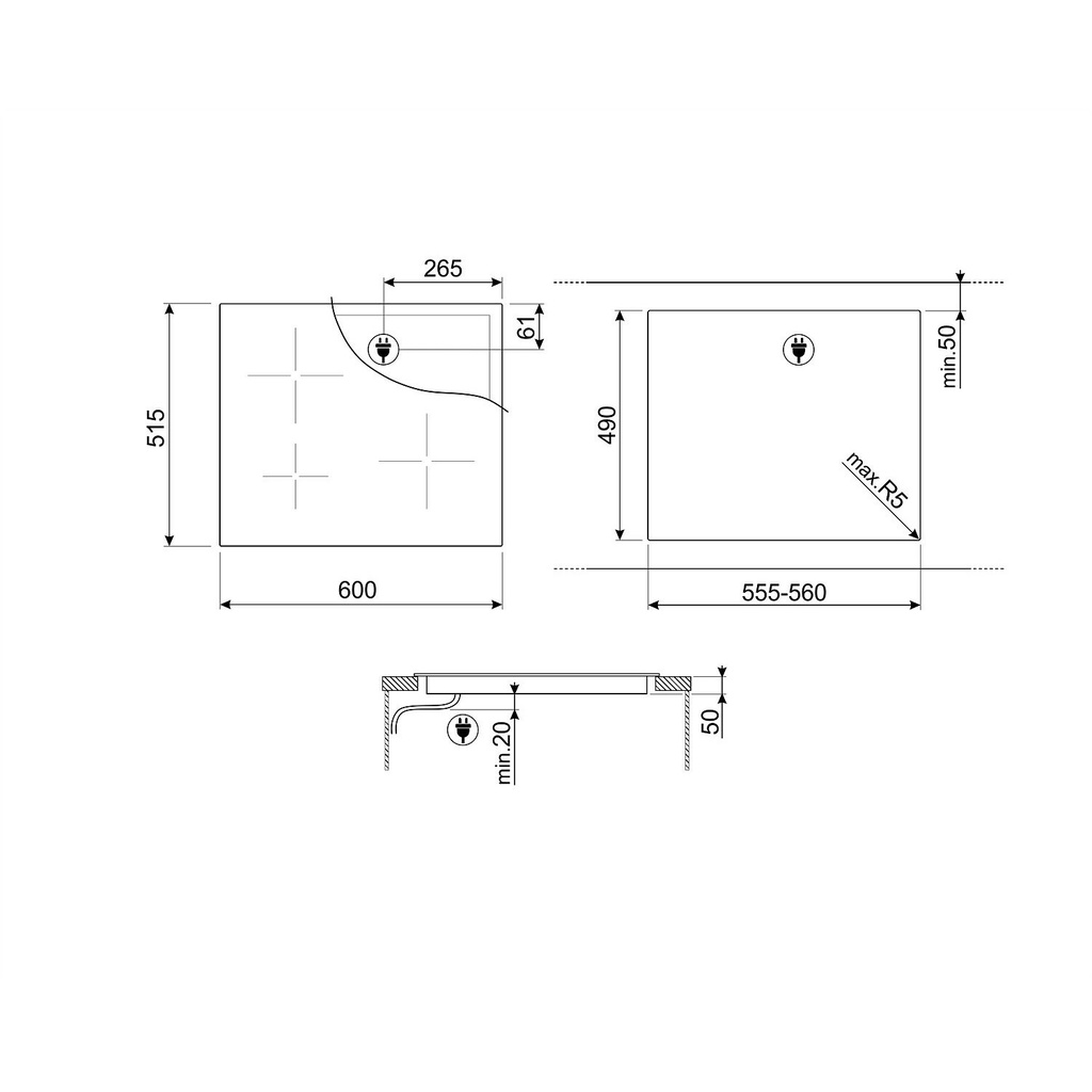 Anafe SMEG Vitro Induccion 60 cm SI5641D-AR