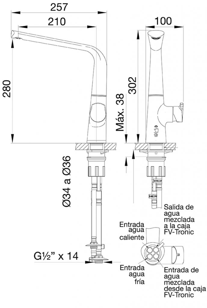 Aromo Monocomando con accionamiento Táctil - Fv