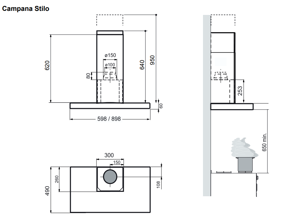 Campana Stilo Pared 60cm  - Franke/Spar