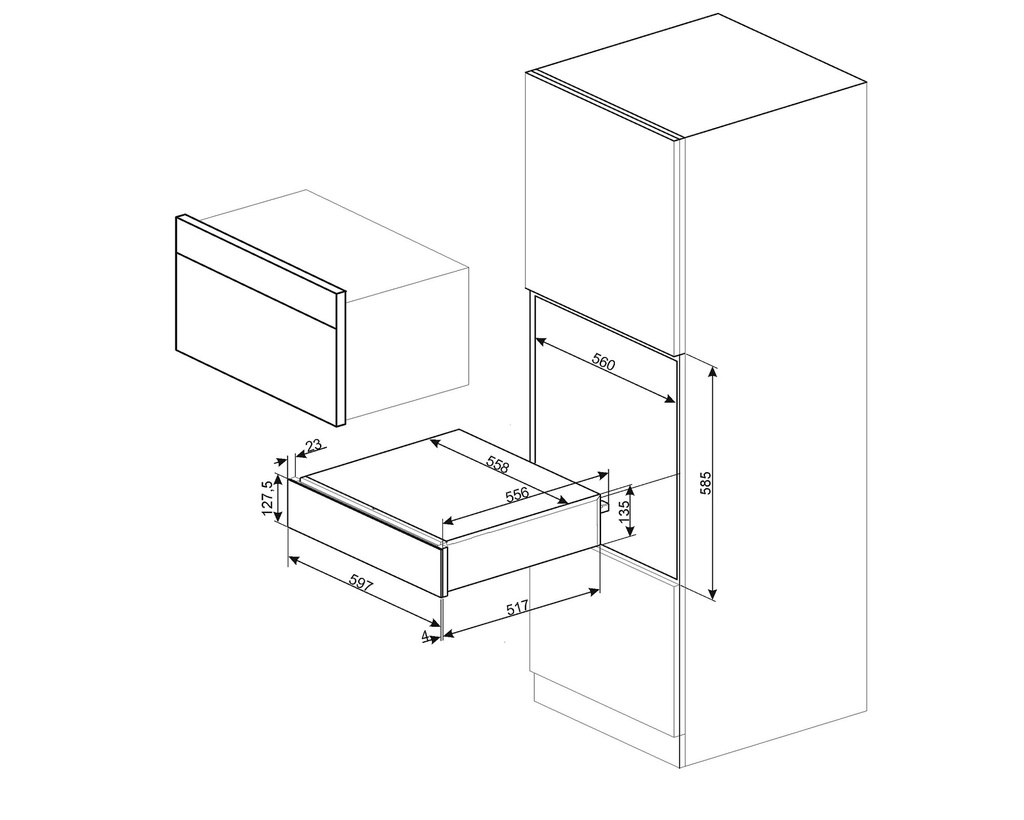 CAJÓN CALENTAMIENTO SMEG 60 CM LINEA CLÁSICA - CPR315X