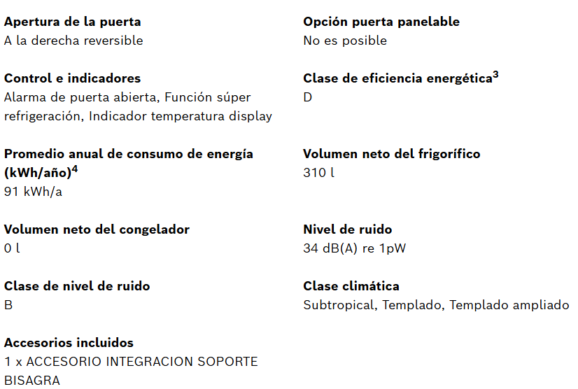 Heladera Panelable KIR81ADD0 - Bosch