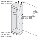 Heladera Integrable Panelable 60 cm Puerta Deslizante 177.2 x 54.1 cm Cíclica Low Frost - BOSCH