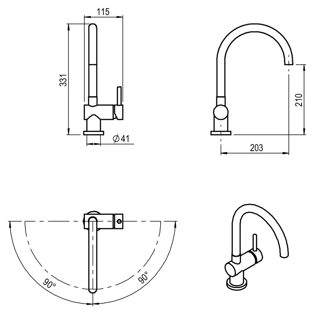 Monocomando Jockey Curve de Cocina Cromo - Hidromet