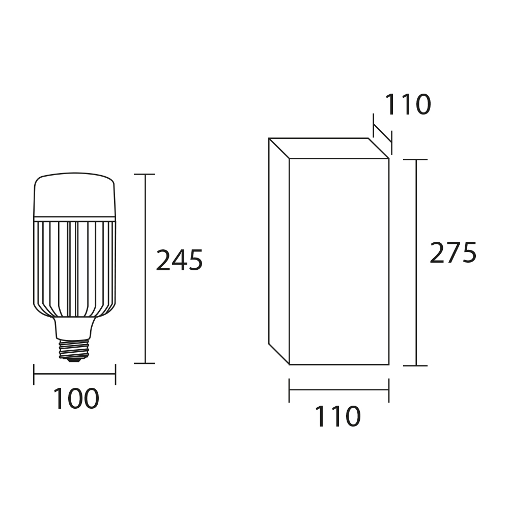 Lampara serie T carcaza aluminio alta potencia 45w a 105w