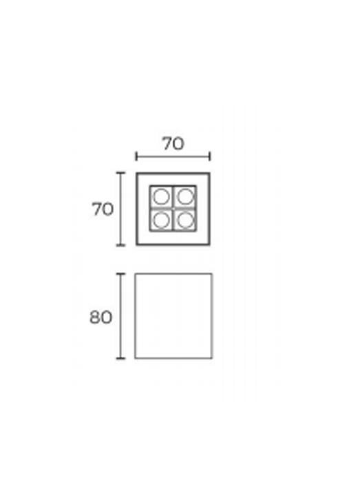 Gogo Plafón 4 de techo 70x70x80 mm